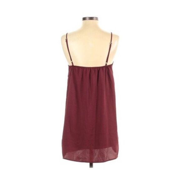 Tobi Feeling Cami Shift Dress Easy Swing Sleeveless Maroon Chiffon Size Small - Picture 3 of 7